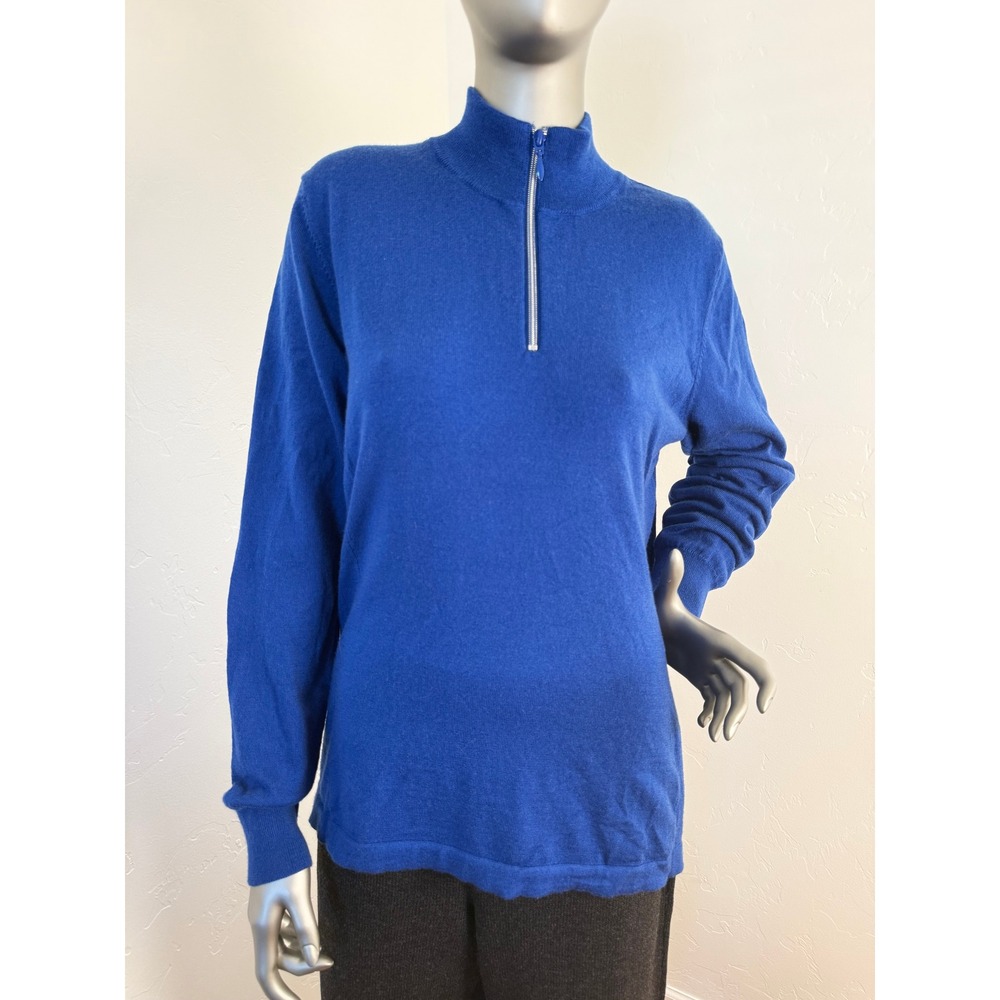 Orvis Passport Blue Unisex 1/4 Zip Wool Pullover Preppy Minimalist Sweater L